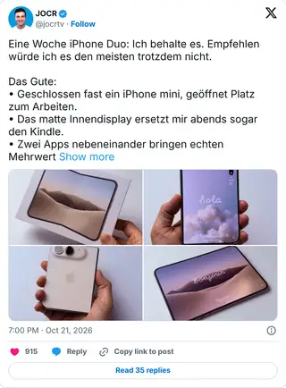 Bài đăng của reviewer JOCR sau một tuần dùng iPhone Duo: giữ lại máy, nhưng không khuyên phần đông người dùng mua.