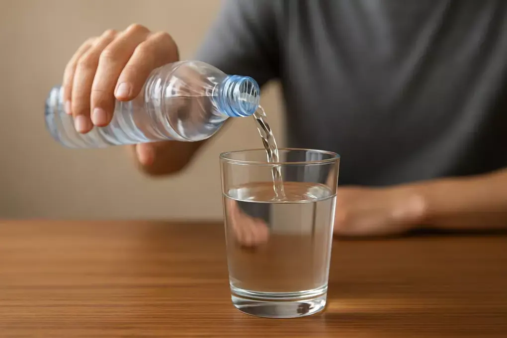 Uống nhiều nước gần giờ đi ngủ có thể dẫn đến tiểu đêm, mất ngủ, gián tiếp ảnh hưởng đến chức năng thận. Ảnh: AI