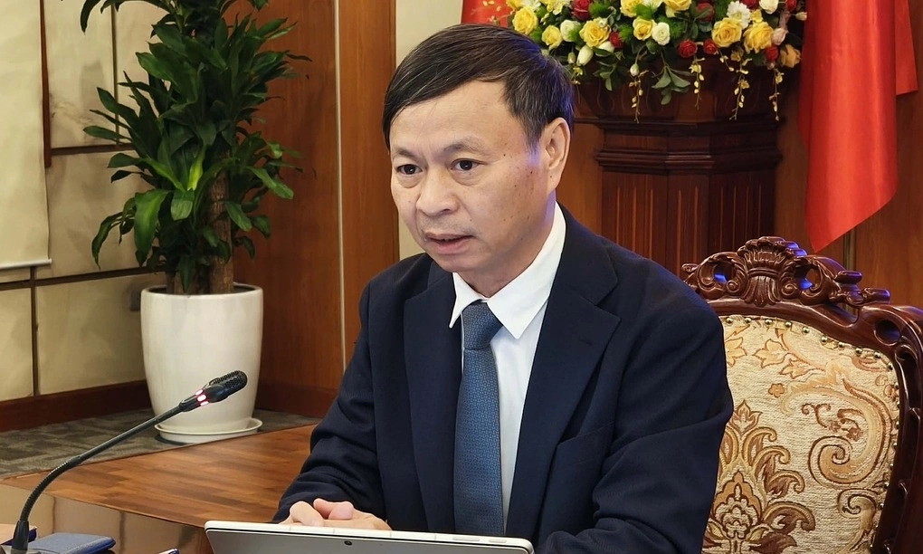 Thứ trưởng Hoàng Minh phát biểu tại hội thảo giới thiệu Báo cáo Chỉ số đổi mới sáng tạo toàn cầu (GII) 2026 chiều 12/10. Ảnh: Nam Nguyễn