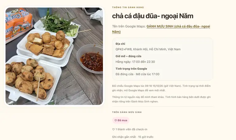 Bên cạnh những thông tin cơ bản như địa chỉ, thời gian hoạt động, trang web còn cho phép người dùng tải ảnh trực tiếp chỉ với thao tác đơn giản - Ảnh chụp màn hình