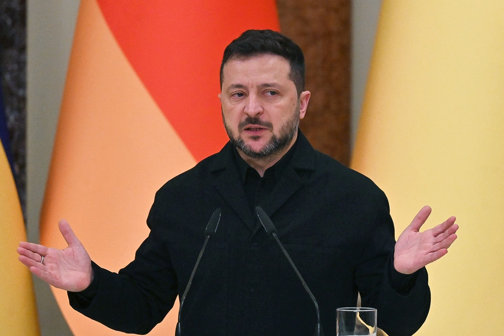 Tổng thống Ukraine Volodymyr Zelensky phát biểu tại Kiev ngày 4/10. Ảnh: AFP