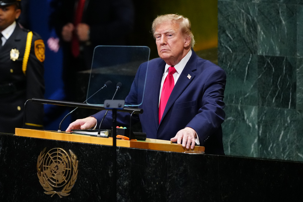 Tổng thống Donald Trump phát biểu tại Đại hội đồng Liên Hợp Quốc ngày 22/9. Ảnh: AP