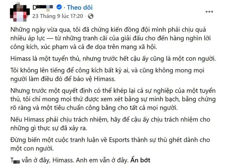 Trong khi trước đó người này vẫn khẳng định ở cạnh Himass.