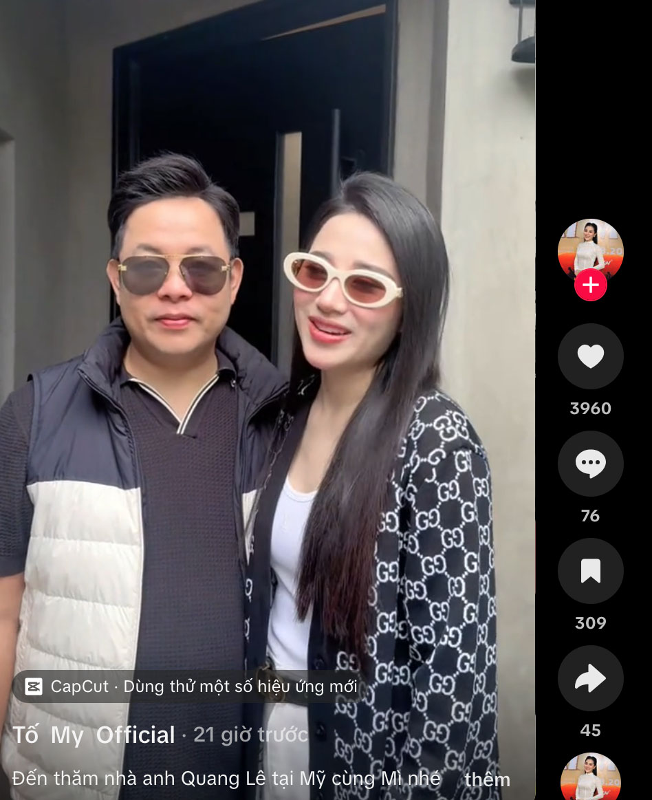 Tố My hội ngộ ca sĩ Quang Lê tại Mỹ