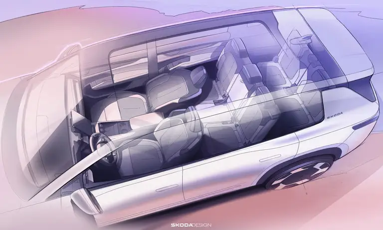 Bản vẽ phác thảo của Skoda Peaq. Ảnh: Skoda