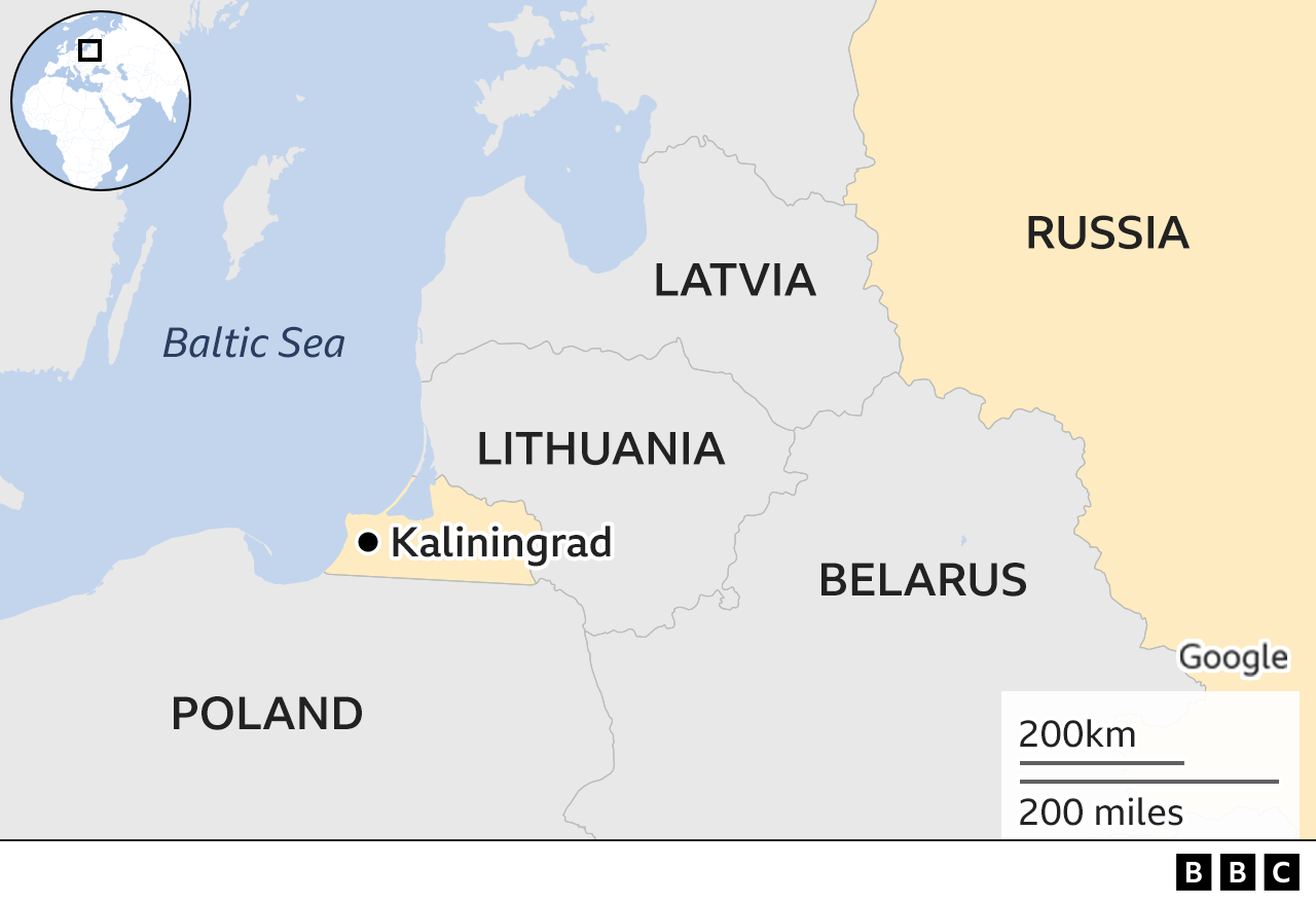 Vị trí vùng Kaliningrad của Nga - Ảnh: BBC