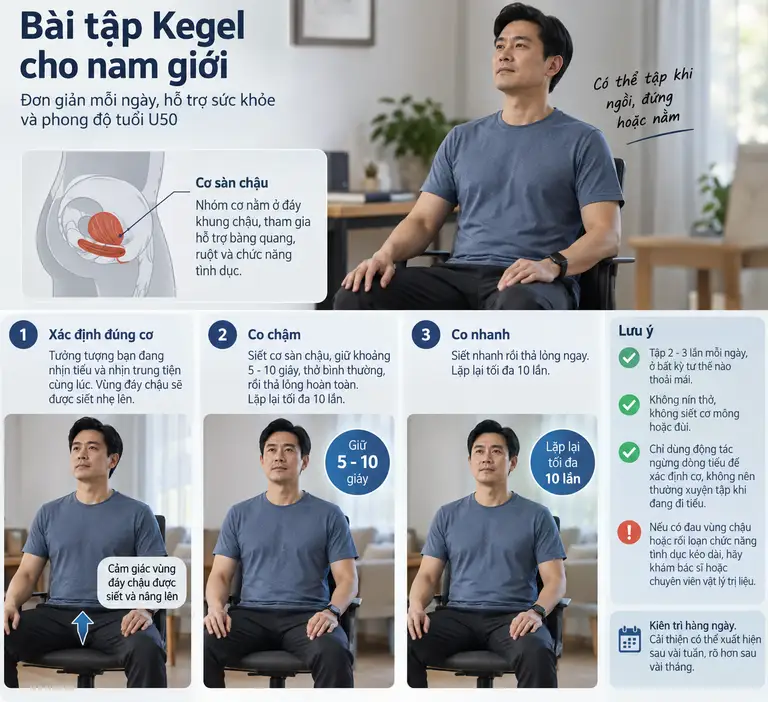 Có thể tập Kegel cả khi ngồi - Đồ họa: HUY ĐĂNG