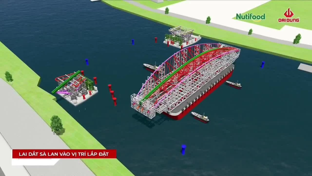 Nhịp cầu đi bộ nặng 3.400 tấn qua sông Sài Gòn lắp đặt thế nào?