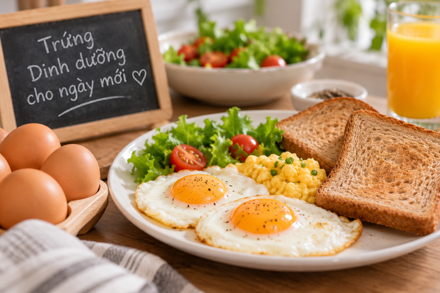 Trứng là món quen thuộc trong bữa sáng bởi dễ chế biến, giàu dinh dưỡng và cung cấp nguồn protein chất lượng cao