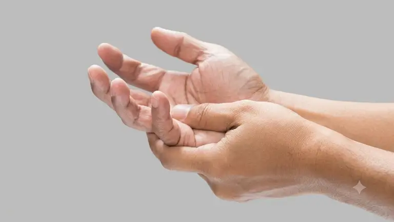 Vùng da trên khớp đỏ, sưng có thể do viêm khi tinh thể urat hình thành do acid uric tăng cao. Ảnh minh họa: AI